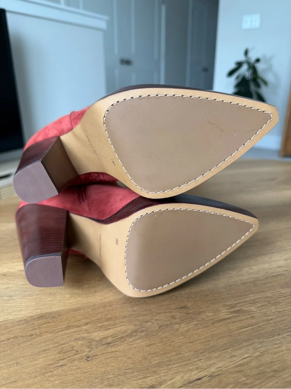 Vince Camuto Ninkisha Suede Western Heeled Boots Ketchup Red US 8 EU 38.5 NWOT - Picture 7 of 14